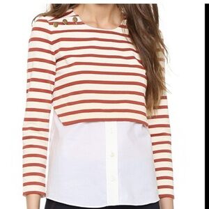 Veronica Beard Anchor Combo knit button top size x-small